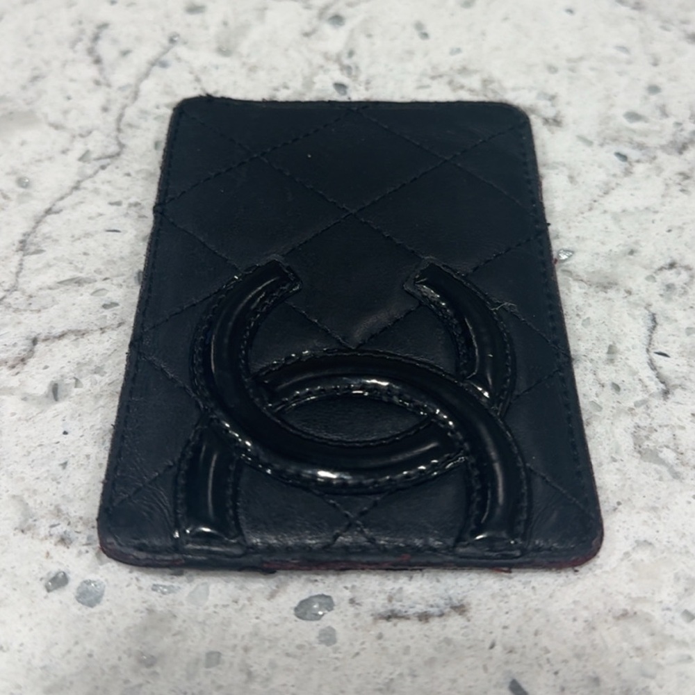 CHANEL Black Quilted Cambon Ligne Card Holder Case Black Slim Wallet  AUTHENTIC - Picture 11 of 12